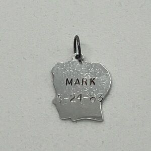 Vtg 925 Sterling Silver Necklace Boy Head Silhouette Mark Charm  Pendant